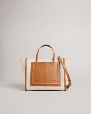 Ted Baker Aksanna Medium Canvas Tote Bag Brown | 53468-WKYU