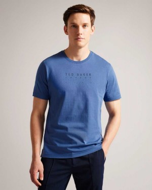 Ted Baker Alisbur Short Sleeve Branded T-Shirt Dark Blue | 68137-DSKV