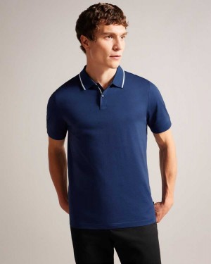 Ted Baker Allard Short Sleeve Polo Shirt Navy-Blue | 51480-USZD