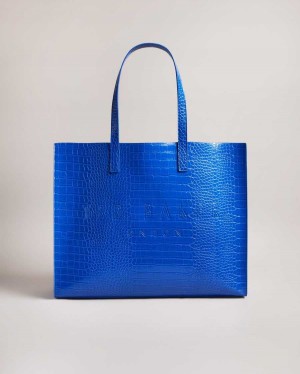 Ted Baker Allicon Mock Croc Icon Tote Bag Bright Blue | 41925-FQVY