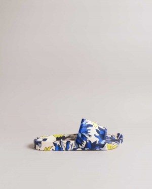 Ted Baker Anniti Floral Print Sliders Navy | 37015-RQZV