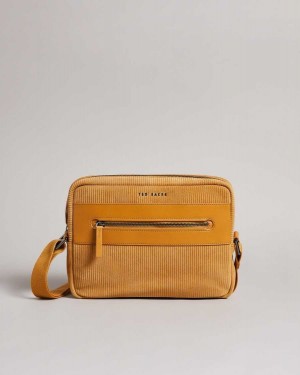 Ted Baker Anty Corduroy Suede Crossbody Bag Mustard | 79608-GRFL