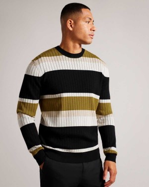 Ted Baker Array Long Sleeve Regular Fit Striped Jumper Natural | 10372-LPZJ