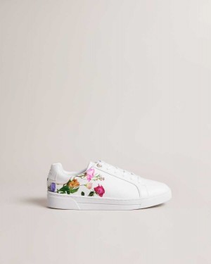 Ted Baker Artel Printed Floral Cupsole Trainers White | 83459-FXUQ