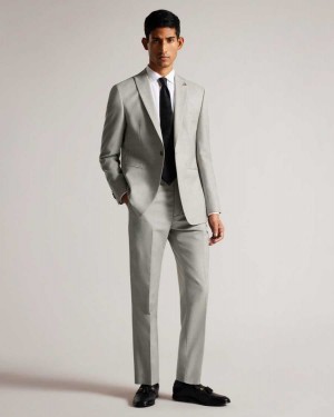 Ted Baker Artimtr Wool Cross Hatch Suit Trousers Stone | 69147-MWOJ