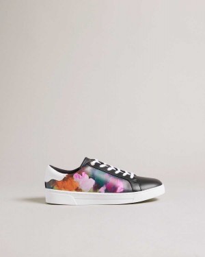 Ted Baker Artoh Art Print Leather Cupsole Trainers Black | 02815-SABC