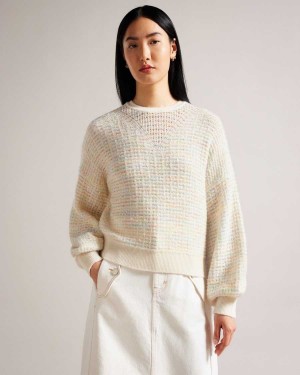 Ted Baker Avalee Knitted Volume Sleeve Jumper Multicoloured | 58473-HOAQ