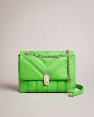 Ted Baker Ayahlin Puffer Quilted Leather Crossbody Bag Green | 20917-NSUA