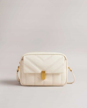 Ted Baker Ayalily Leather Puffer Crossbody Bag Ivory | 74125-XFOH