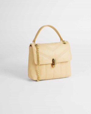 Ted Baker Ayalina Leather Quilted Mini Crossbody Bag Natural | 70234-PJKG