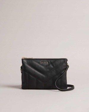 Ted Baker Ayasini Quilted Puffer Crossbody Bag Black | 05368-BDKL