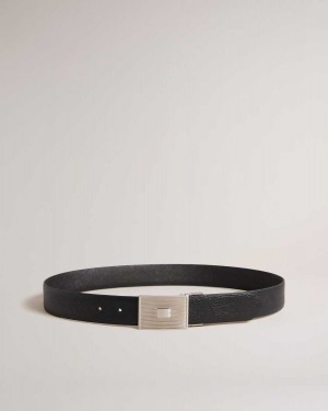 Ted Baker Aydon Textured Buckle Belt Black | 53169-CVHM