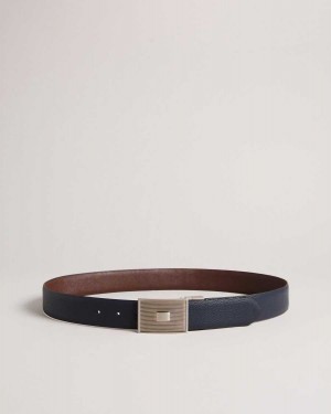 Ted Baker Aydon Textured Buckle Belt Navy | 94826-NRTU