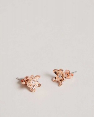 Ted Baker Beaauu Blossom Stud Earrings Rose Gold Colour | 64307-HFWN