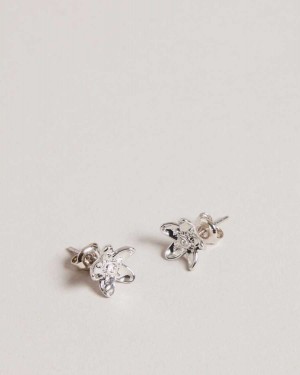 Ted Baker Beaauu Blossom Stud Earrings Silver Colour | 19806-DNQM