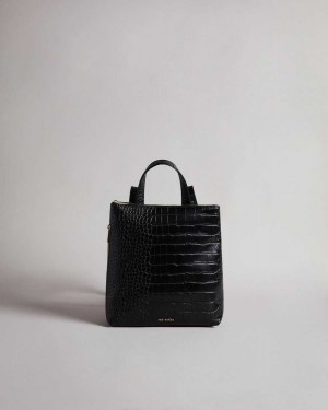 Ted Baker Belax Mock Croc PU Backpack Black | 39046-OQRG