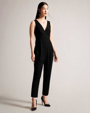 Ted Baker Bettsee Tailored Sleeveless Jumpsuit Black | 98523-OHFX