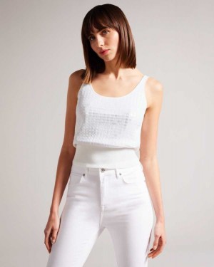 Ted Baker Bobbiiy Sequin Detail Knitted Vest White | 06548-RDZV