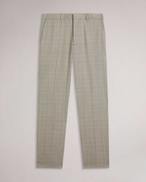 Ted Baker Botants Wool Check Suit Trousers Light Grey | 10495-QVHY