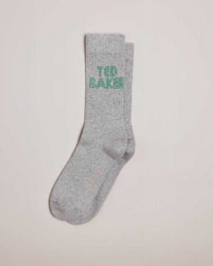 Ted Baker Bransk Branded Socks Grey | 27456-AGHQ