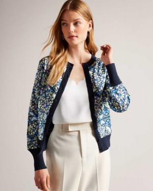 Ted Baker Brieli Woven Front Cardigan Medium Blue | 49213-QSMY