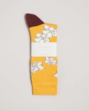 Ted Baker Britesk Bright Floral Socks Yellow | 59364-MVQK