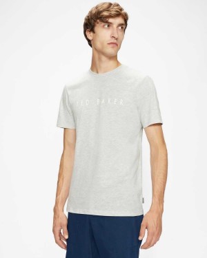 Ted Baker Broni Short Sleeve Branded T-Shirt Grey | 56849-FAPT