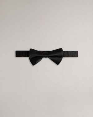 Ted Baker Brosney Ottoman Ribbed Silk Bow Tie Black | 38654-BQWO