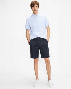 Ted Baker Buenose Cotton Chino Shorts Navy | 13567-EKGH