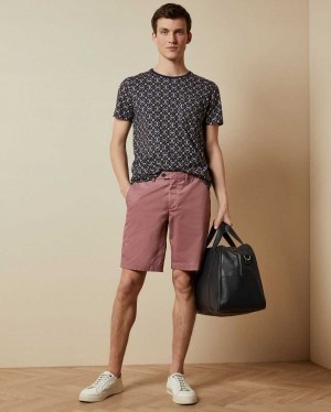 Ted Baker Buenose Cotton Chino Shorts Pink | 84163-QUPD