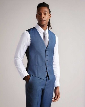 Ted Baker Camdewr Regular Light Blue Suit Waistcoat Light Blue | 34092-RUPX