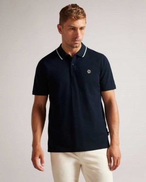 Ted Baker Camdn Short Sleeve Polo Shirt Navy | 76350-JVLG