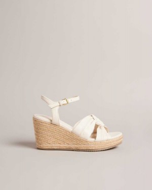 Ted Baker Carda Knotted Wedge Espadrille Sandals Ivory | 24068-NTPQ