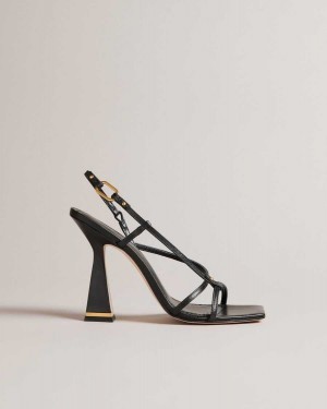 Ted Baker Cayena Strappy Geometric Heeled Sandals Black | 03514-VKNC