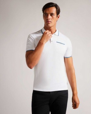 Ted Baker Chipa Short Sleeve Polo Shirt White | 64375-VODF