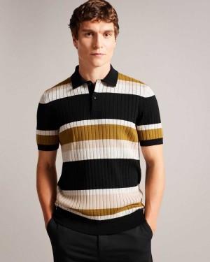 Ted Baker Confer Short Sleeve Striped Polo Shirt Natural | 39608-LBFH