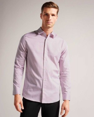 Ted Baker Conifur Long Sleeve Circle Geometric Print Shirt Light Pink | 71046-OANX