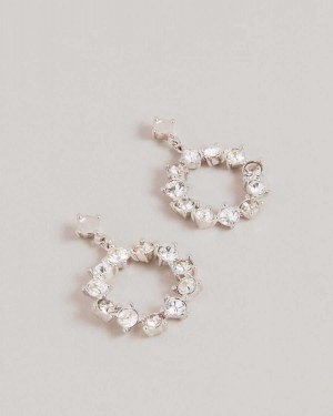 Ted Baker Crissty Crystal Hoop Drop Earrings Silver Colour | 65179-WCGD