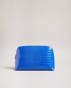 Ted Baker Crocana Croc Detail Debossed Washbag Bright Blue | 52683-AKRN