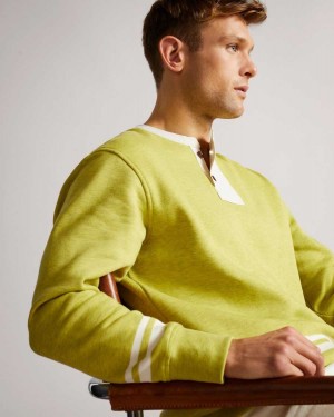 Ted Baker Cultra LS Henley sweatshirt Lime | 16027-KFPQ