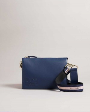 Ted Baker Darceyy Branded Webbing Crossbody Bag Navy | 38162-GFEK