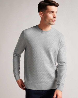 Ted Baker Dartell Long Sleeve T Stitched Crew Neck Jumper Light Grey | 78394-VDQM