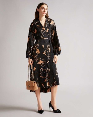 Ted Baker Diaanna Integral Wrap Dress With Belt Detail Camel | 91872-CDGP