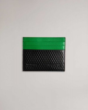 Ted Baker Dirk Textured Leather Card Holder Green | 60738-FWSV