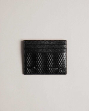 Ted Baker Dirk Textured Leather Card Holder Black | 24835-TQKX