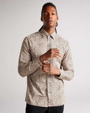 Ted Baker Dunston Long Sleeve Retro Dot Shirt Brown | 43095-VTUR