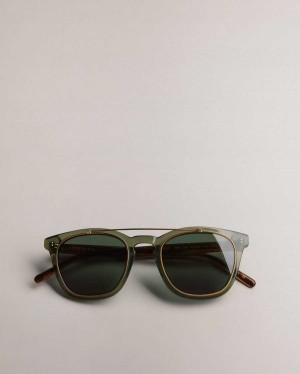 Ted Baker Ediison Classic Wire Detail Sunglasses Green | 60125-FAWD