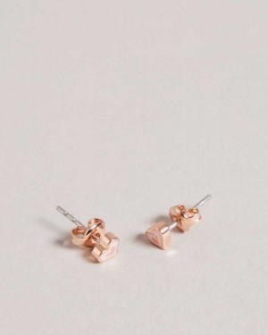 Ted Baker Eeliott Enamel Heart Nano Stud Earring Pale Pink | 76351-AMUJ