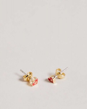 Ted Baker Eeliott Enamel Heart Nano Stud Earring Red | 61904-ZFYO