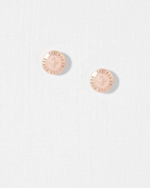 Ted Baker Eisley Enamel Button Stud Earrings Baby Pink | 59406-CPFI